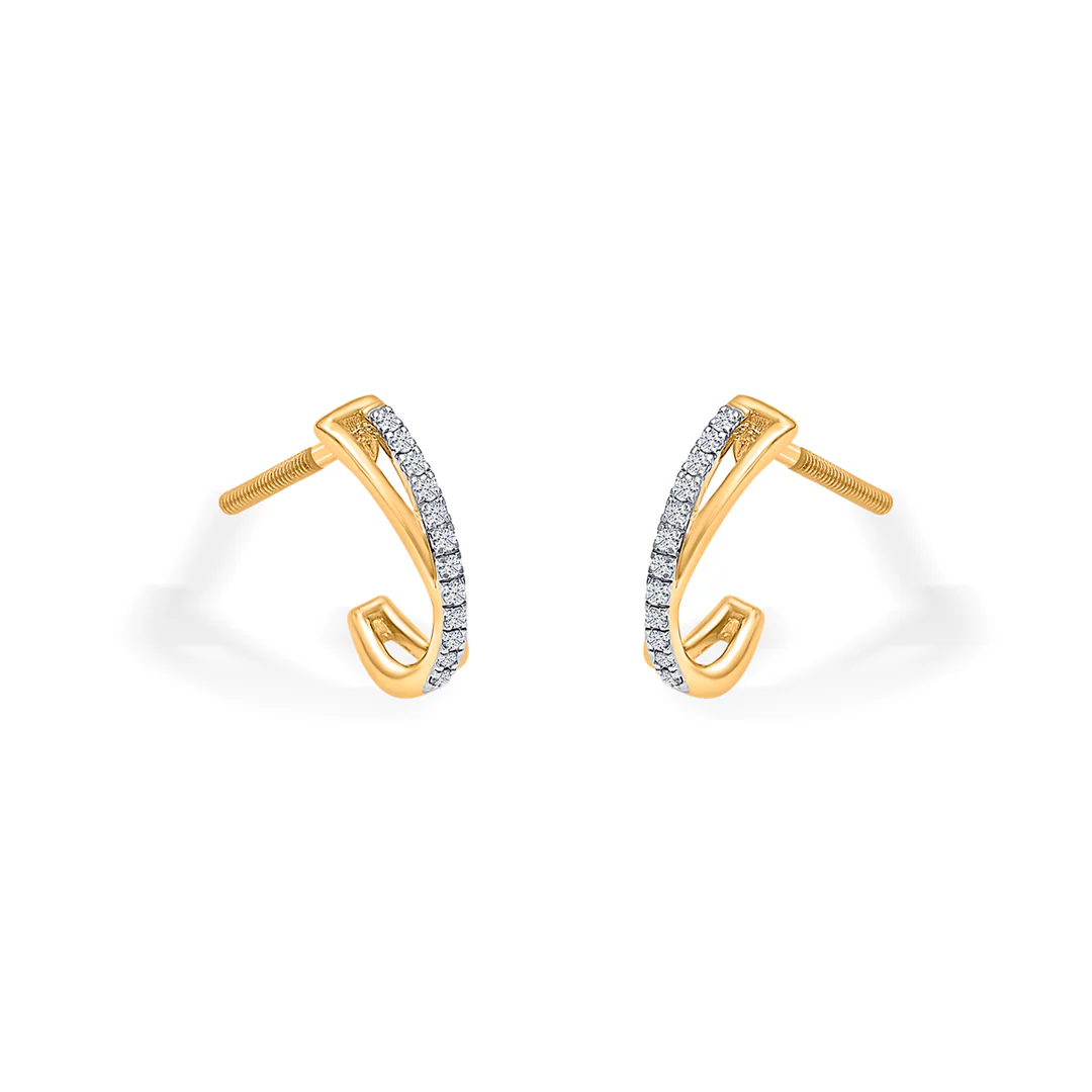 Serene Gold & Diamond Hoops & Huggies Earring For Women - Image 4