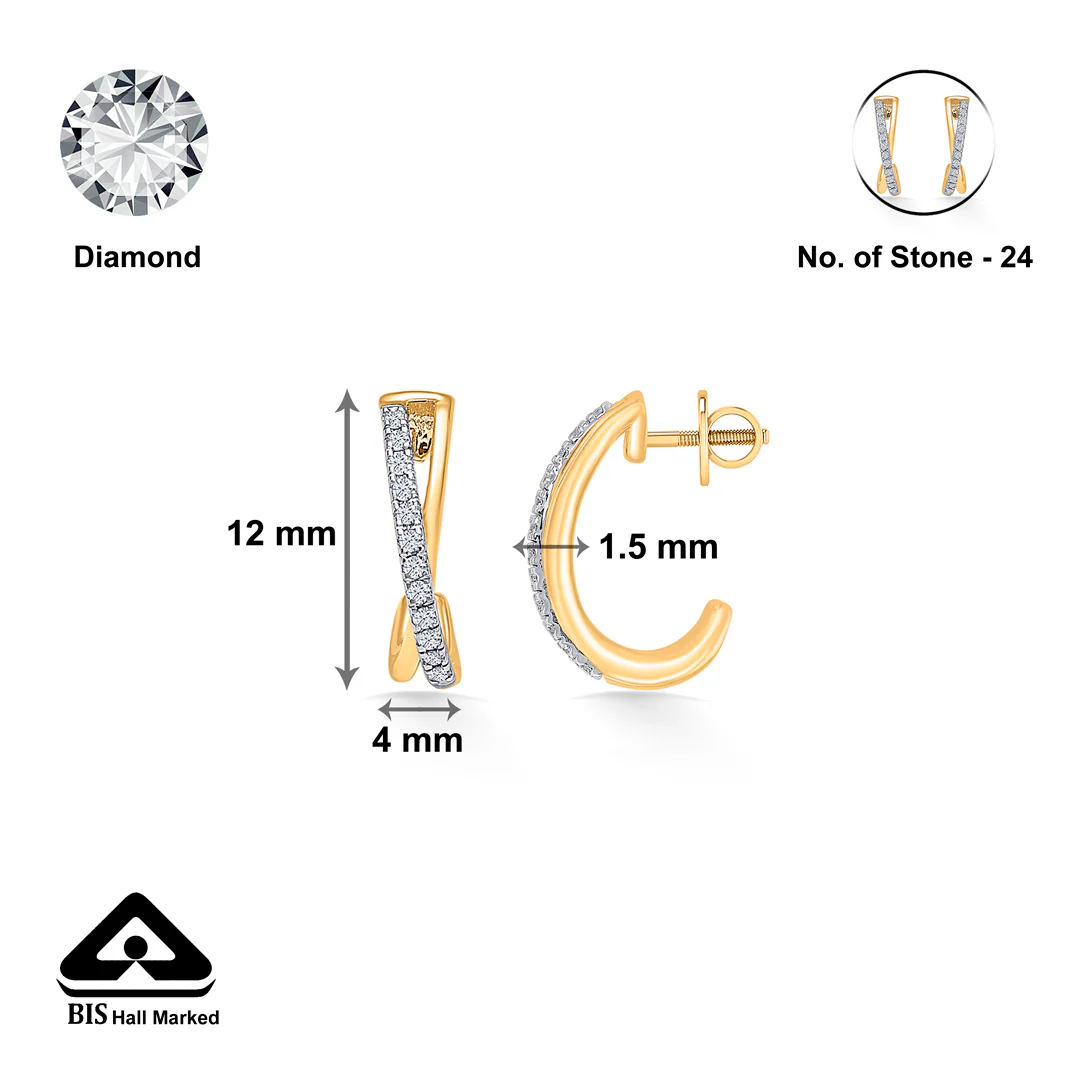 Serene Gold & Diamond Hoops & Huggies Earring For Women - Image 5