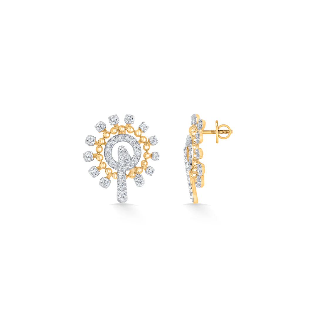 Serene Gold & Diamond Stud Earring For Women - Image 3