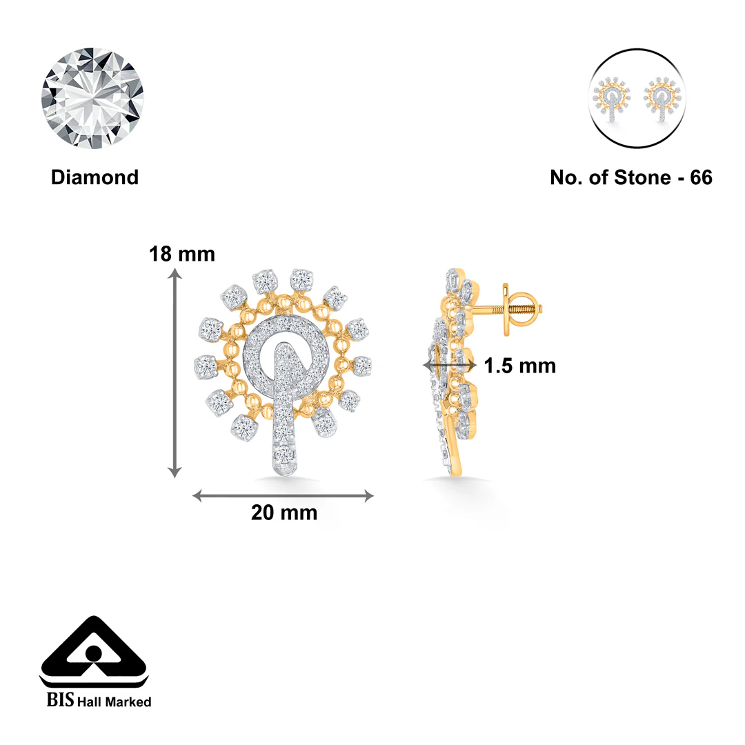 Serene Gold & Diamond Stud Earring For Women - Image 5