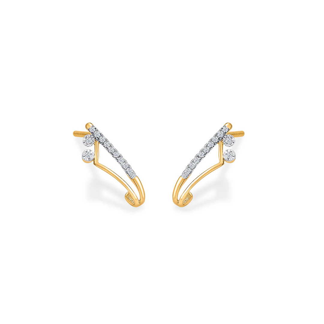 Serene Sweep Gold & Diamond Hoops & Huggies Earring - Image 2
