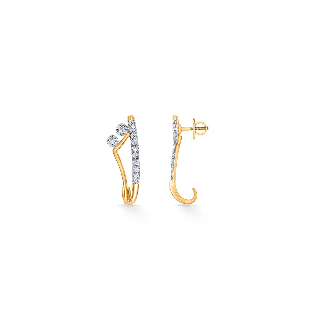 Serene Sweep Gold & Diamond Hoops & Huggies Earring - Image 3
