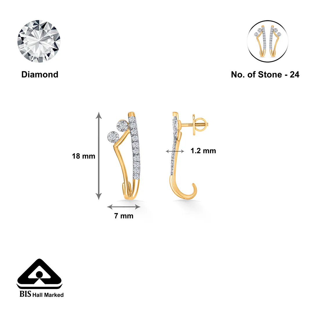 Serene Sweep Gold & Diamond Hoops & Huggies Earring - Image 4
