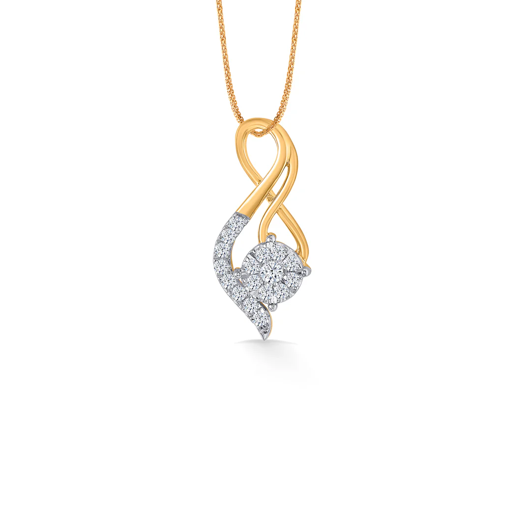 Serene Swirl Gold & Diamond Pendant Set For Women - Image 2