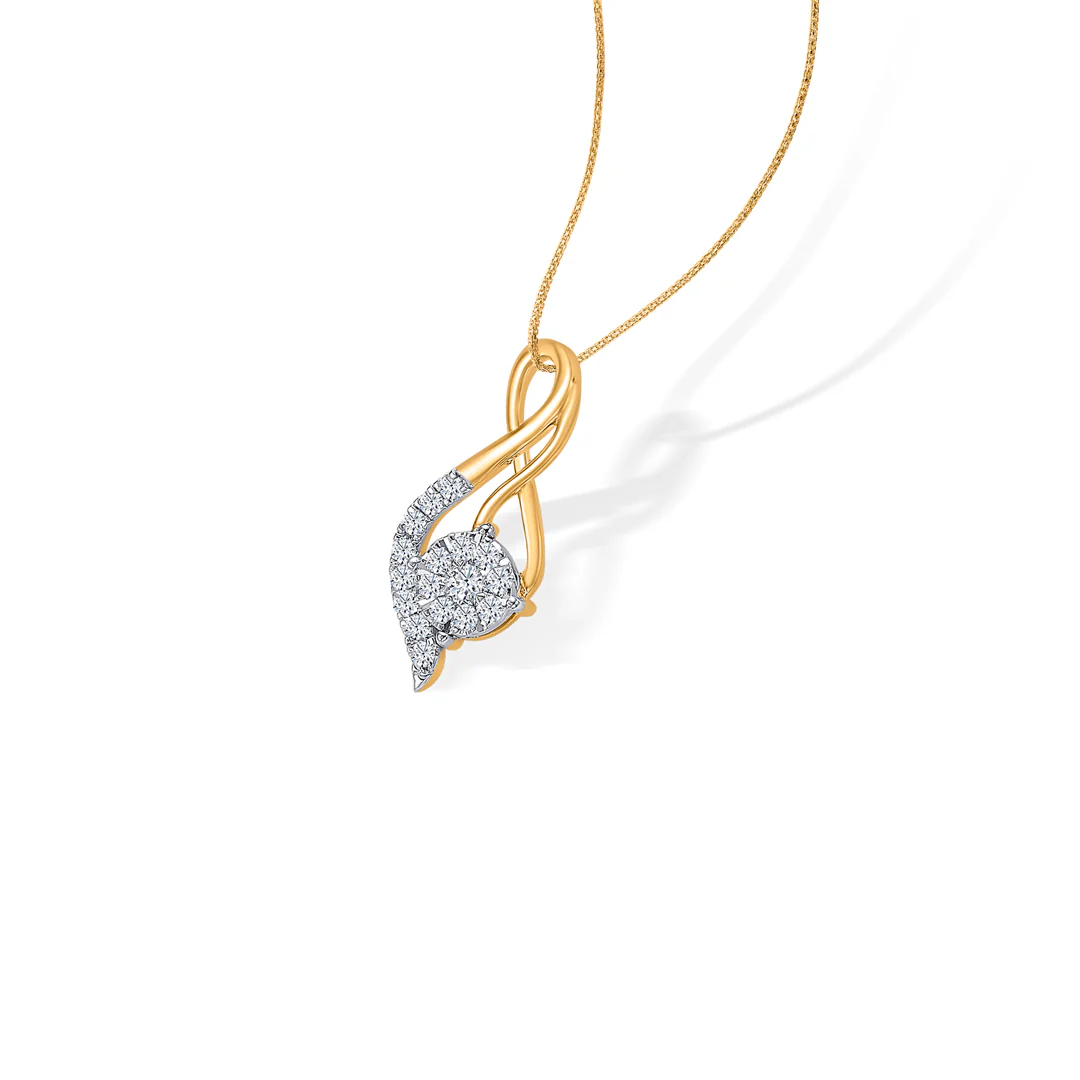 Serene Swirl Gold & Diamond Pendant Set For Women - Image 4