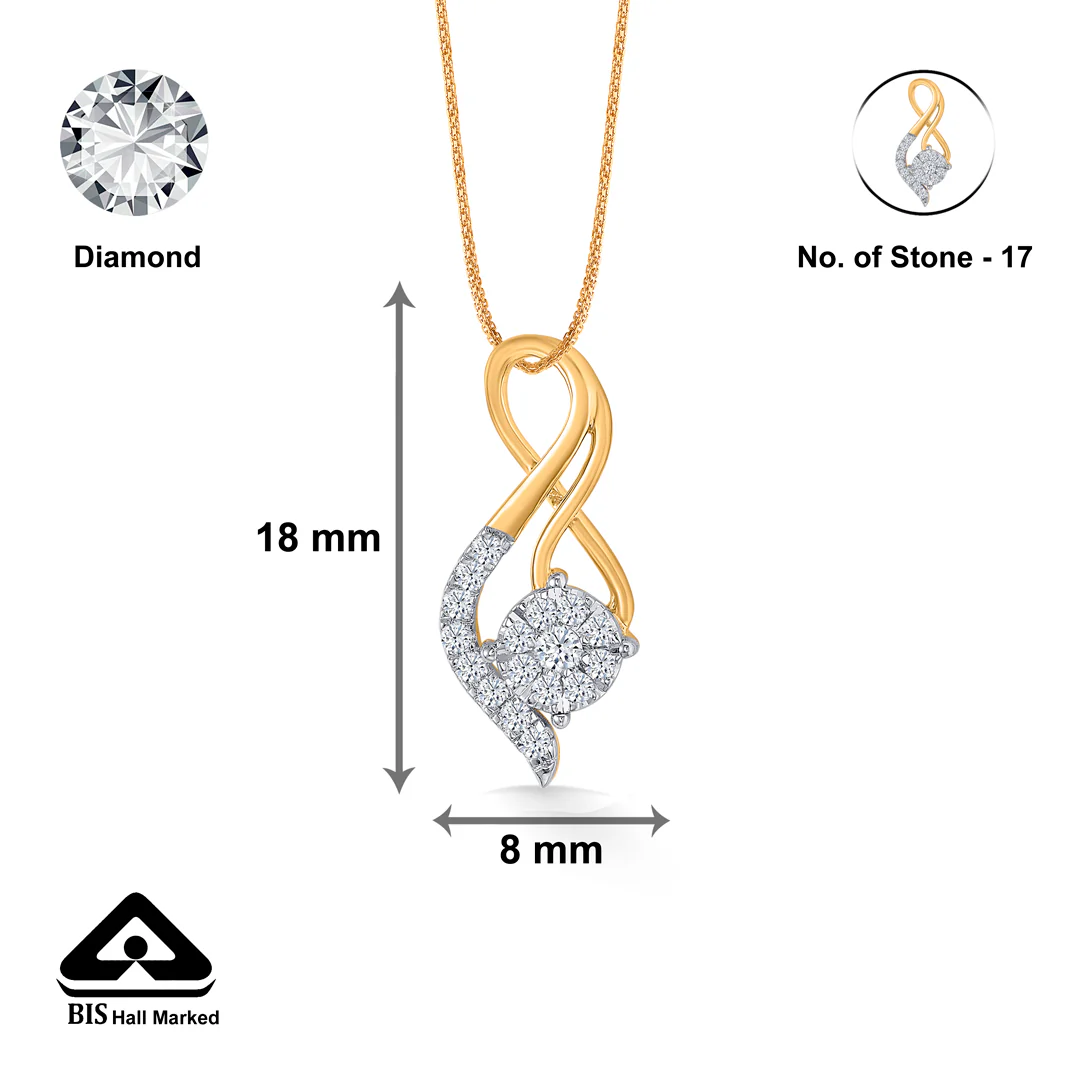 Serene Swirl Gold & Diamond Pendant Set For Women - Image 9