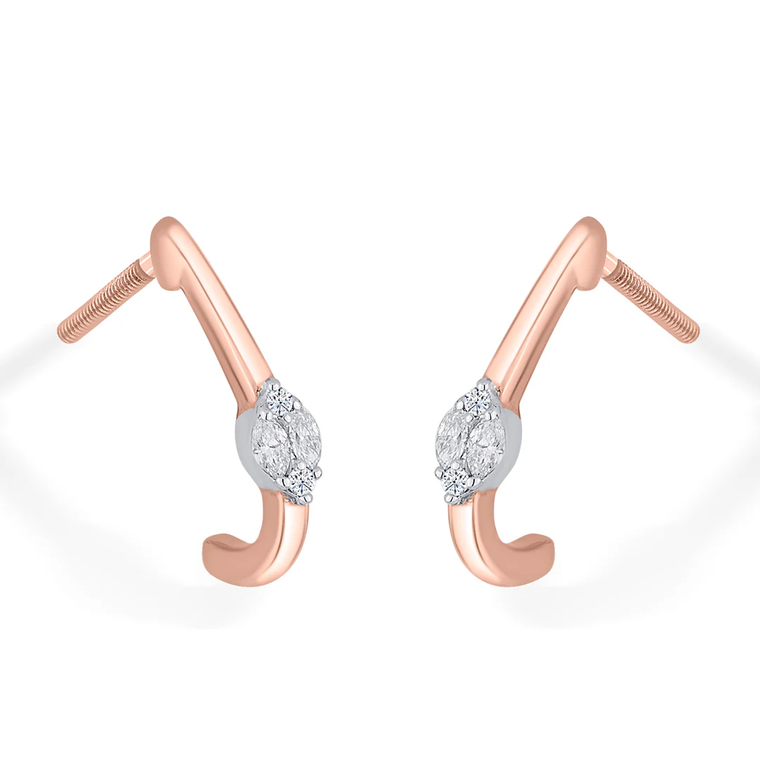 Serene Swirl Gold Stud Diamond Earring for Women - Image 3