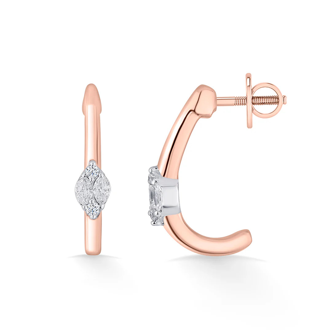 Serene Swirl Gold Stud Diamond Earring for Women - Image 4