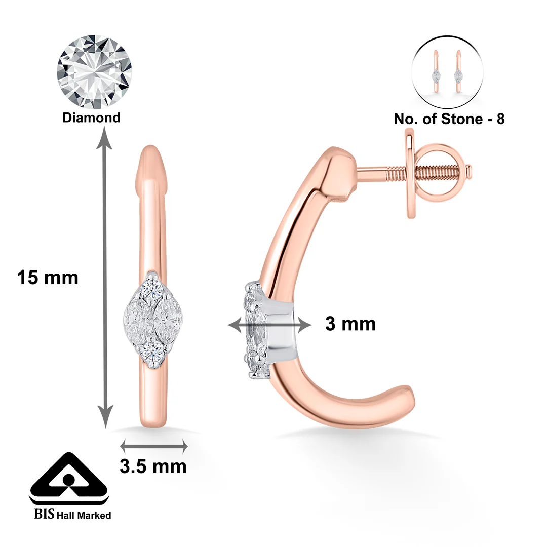 Serene Swirl Gold Stud Diamond Earring for Women - Image 5