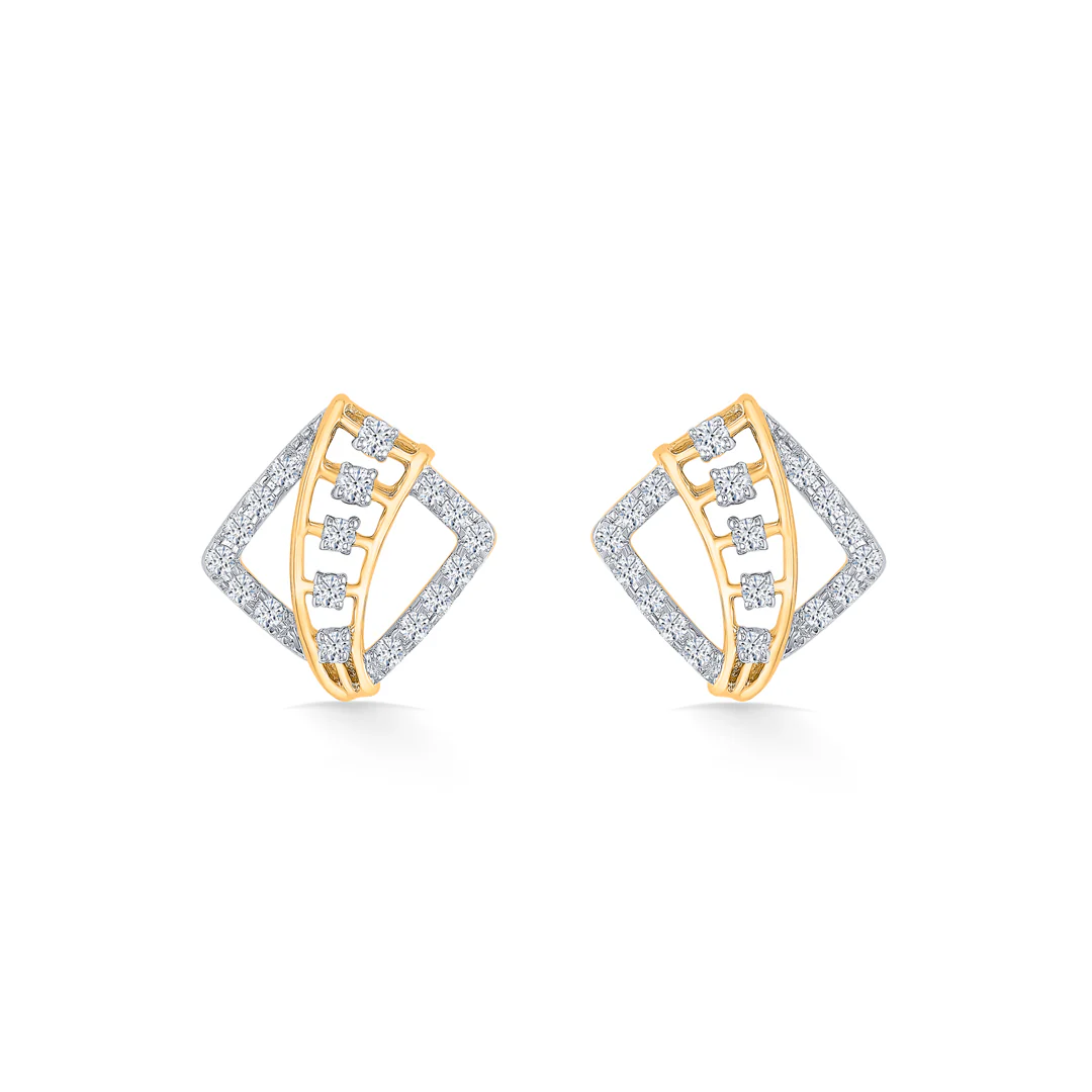 Shimmer Grid Gold & Diamond Pendant Set For Women - Image 2