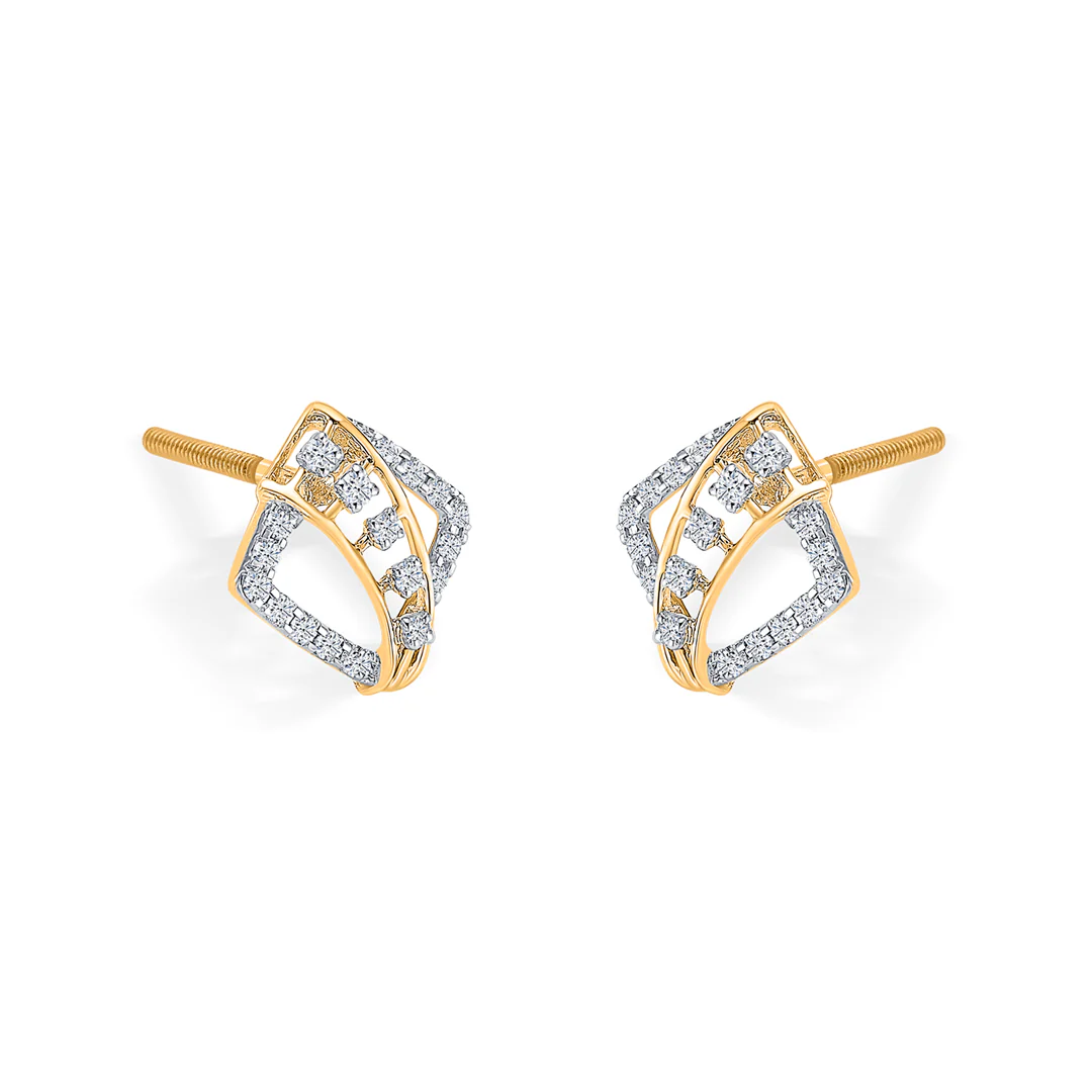 Shimmer Grid Gold & Diamond Pendant Set For Women - Image 4