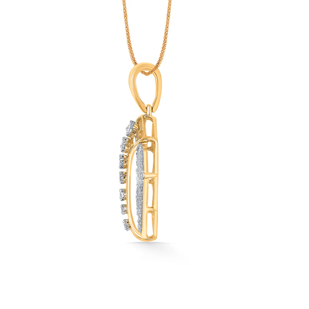 Shimmer Grid Gold & Diamond Pendant Set For Women - Image 6