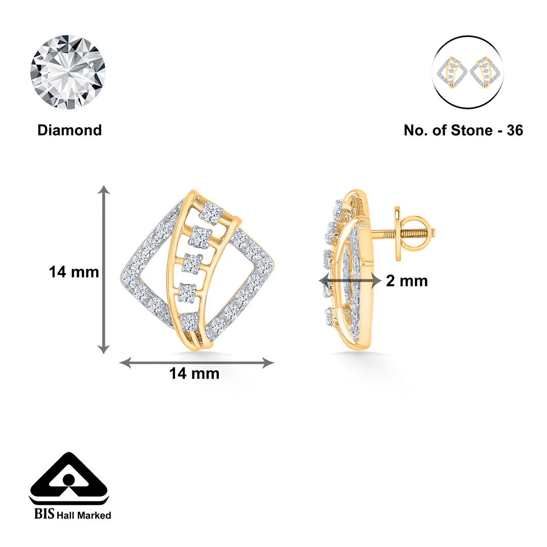Shimmer Grid Gold & Diamond Pendant Set For Women - Image 8
