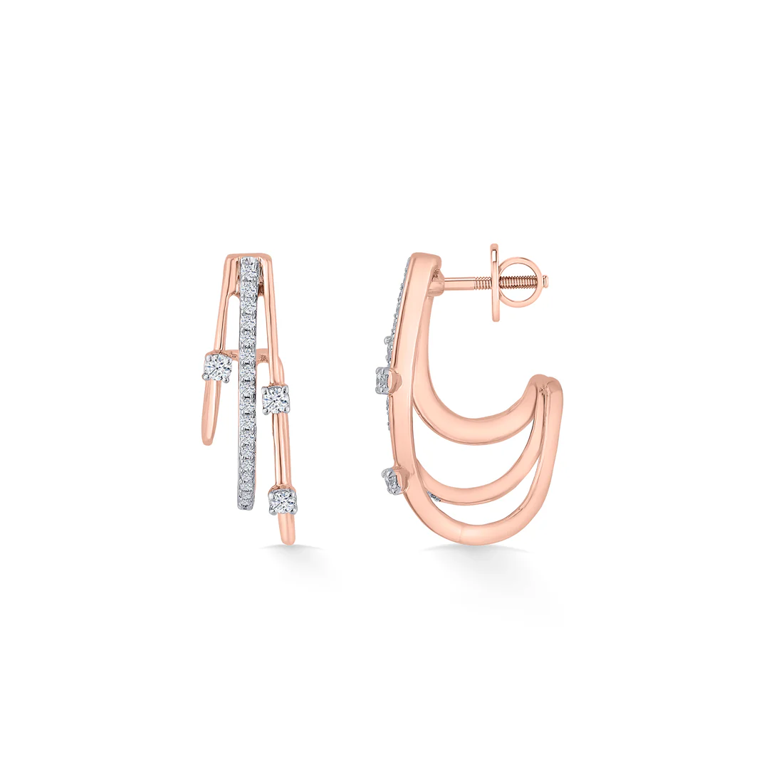 Shimmering Strands Gold Stud Diamond Earring for Women - Image 4