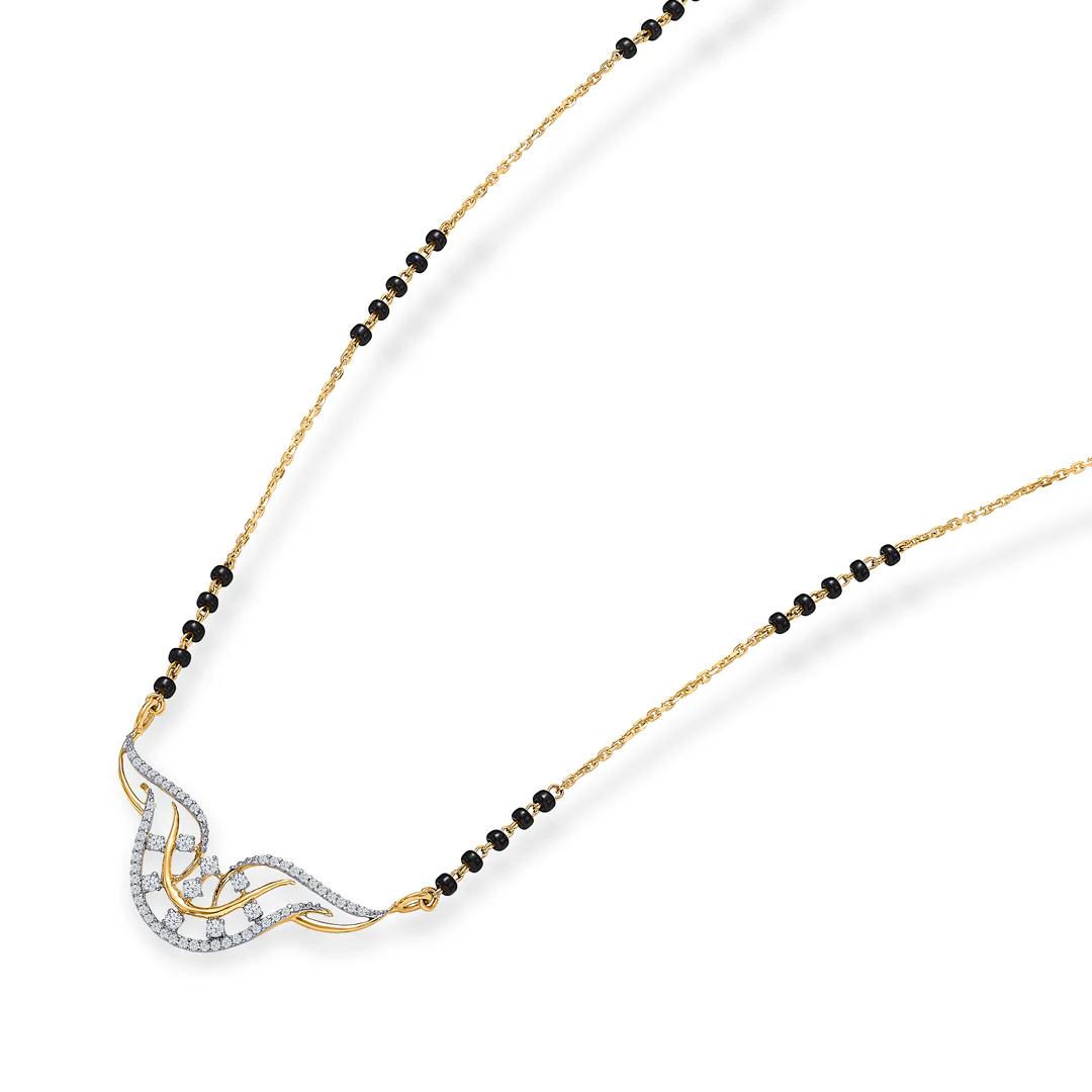 Shining Affection Gold & Diamond Modern Mangalsutra For Women - Image 3