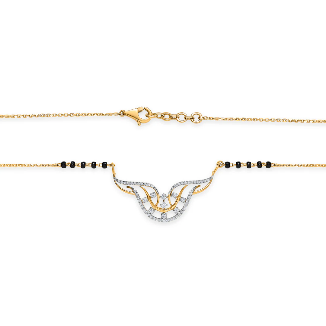 Shining Affection Gold & Diamond Modern Mangalsutra For Women - Image 4