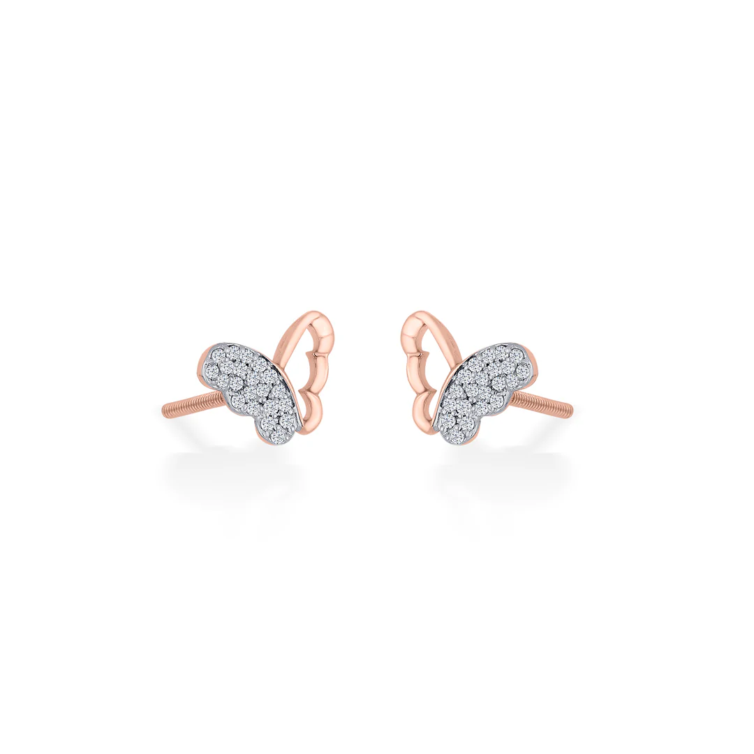 Shining Winglet Rose Gold Stud Diamond Earring For Women - Image 3