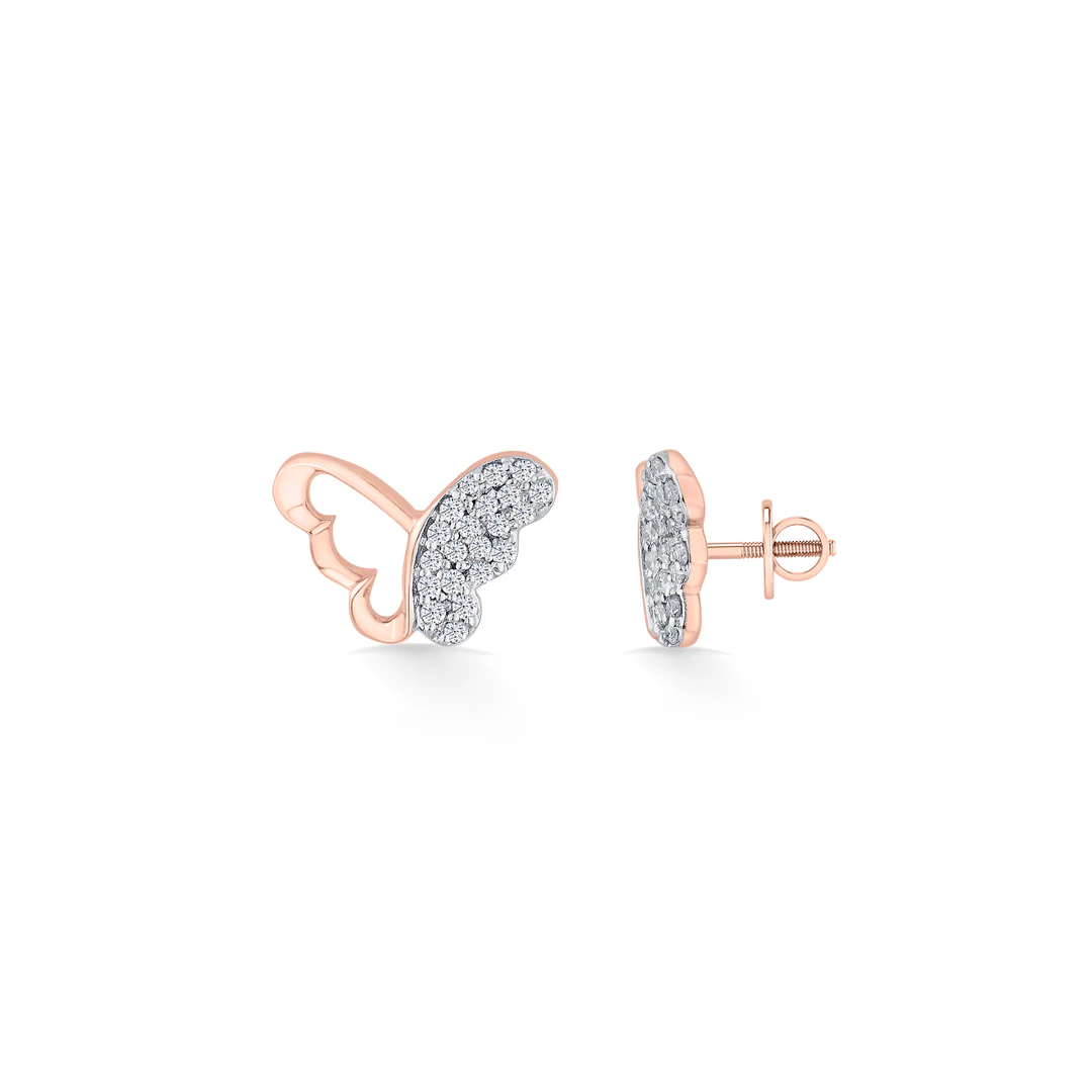 Shining Winglet Rose Gold Stud Diamond Earring For Women - Image 4