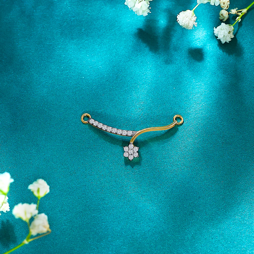 Single Floral Yellow Gold & Diamond Tanmaniya Mangalsutra For Women