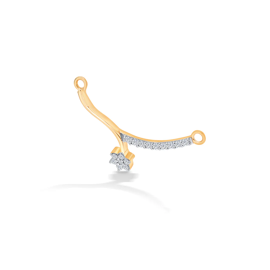 Single Floral Yellow Gold & Diamond Tanmaniya Mangalsutra For Women - Image 3