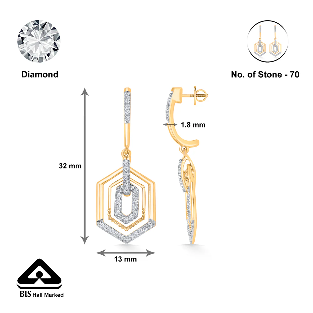 Sixfold Gold & Diamond Hoops & Huggies Earring For Women - Image 5