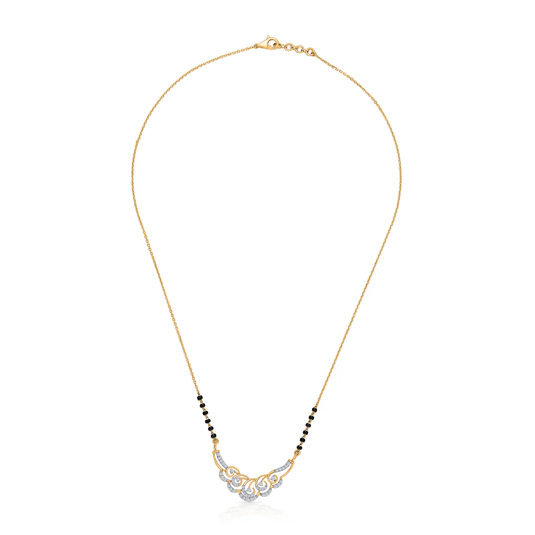 Sleek Style Gold & Diamond Modern Mangalsutra For Women - Image 2