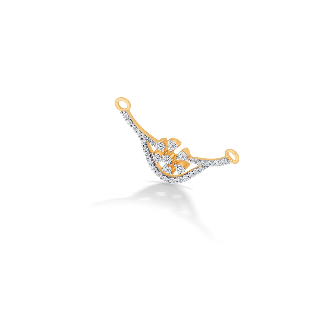 Smiling Floret Yellow Gold & Diamond Tanmaniya Mangalsutra For Women - Image 3