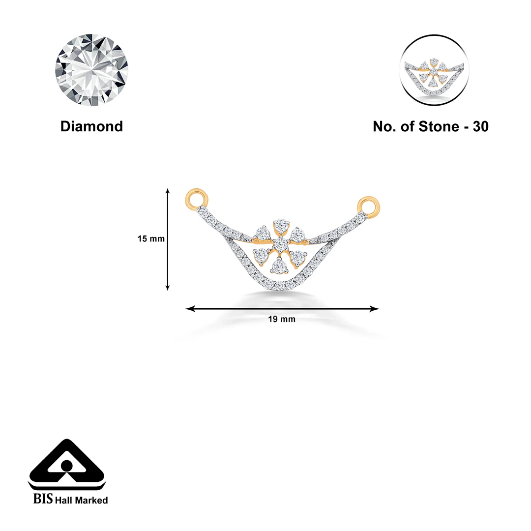 Smiling Floret Yellow Gold & Diamond Tanmaniya Mangalsutra For Women - Image 5