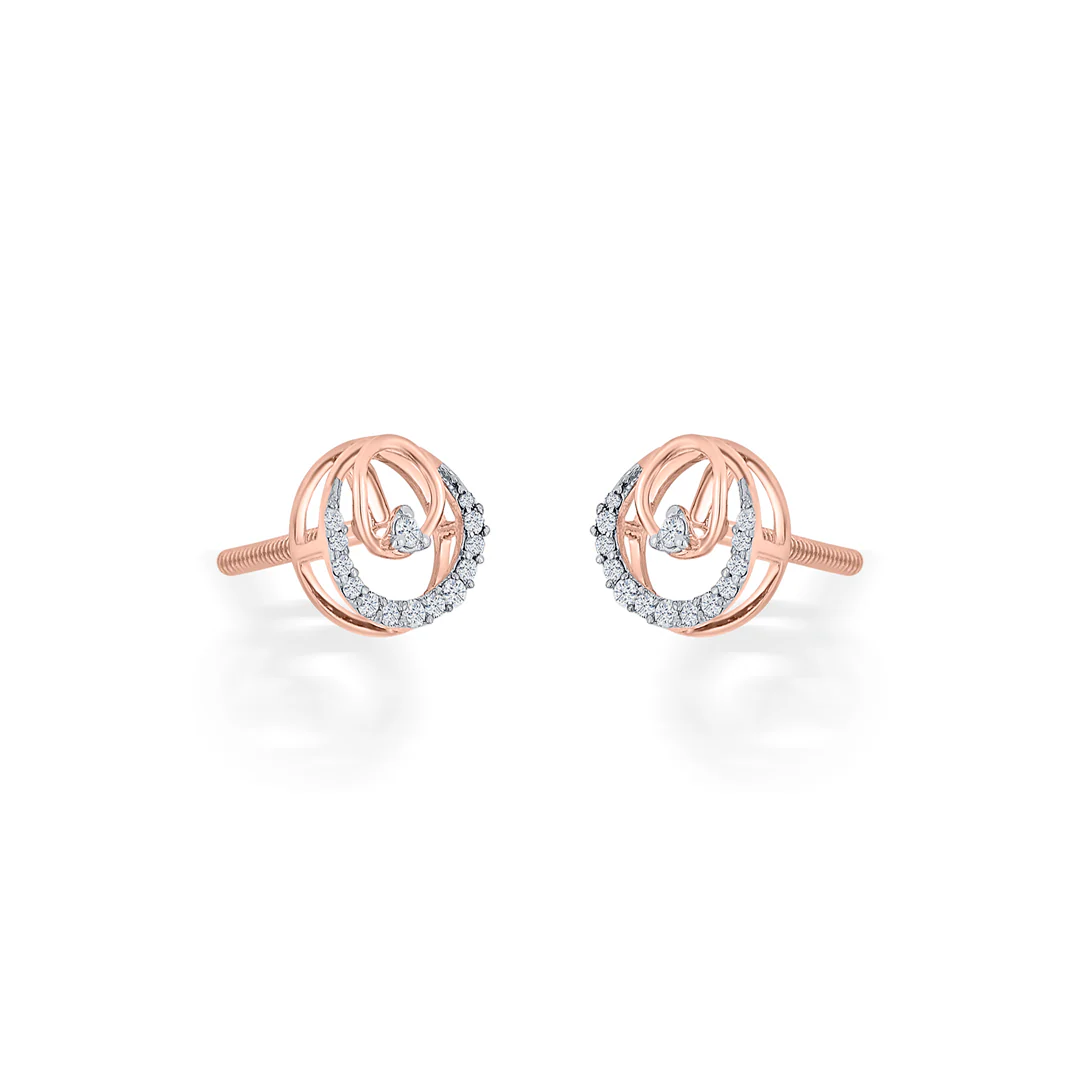 Solar Loop Rose Gold Stud Diamond Earring For Women - Image 3
