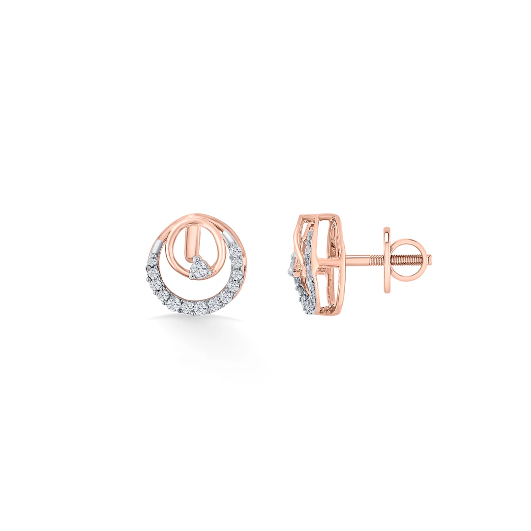 Solar Loop Rose Gold Stud Diamond Earring For Women - Image 4