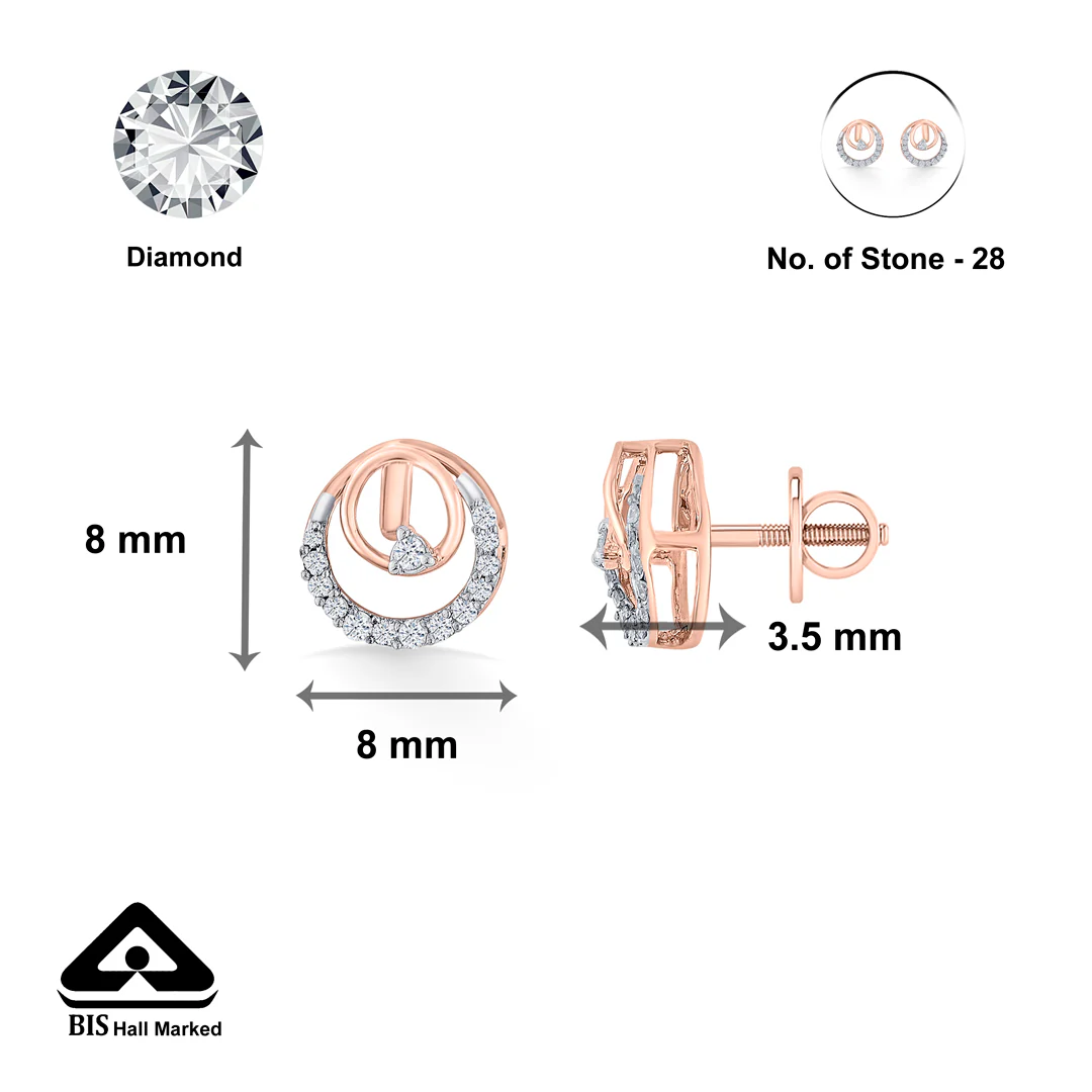Solar Loop Rose Gold Stud Diamond Earring For Women - Image 5