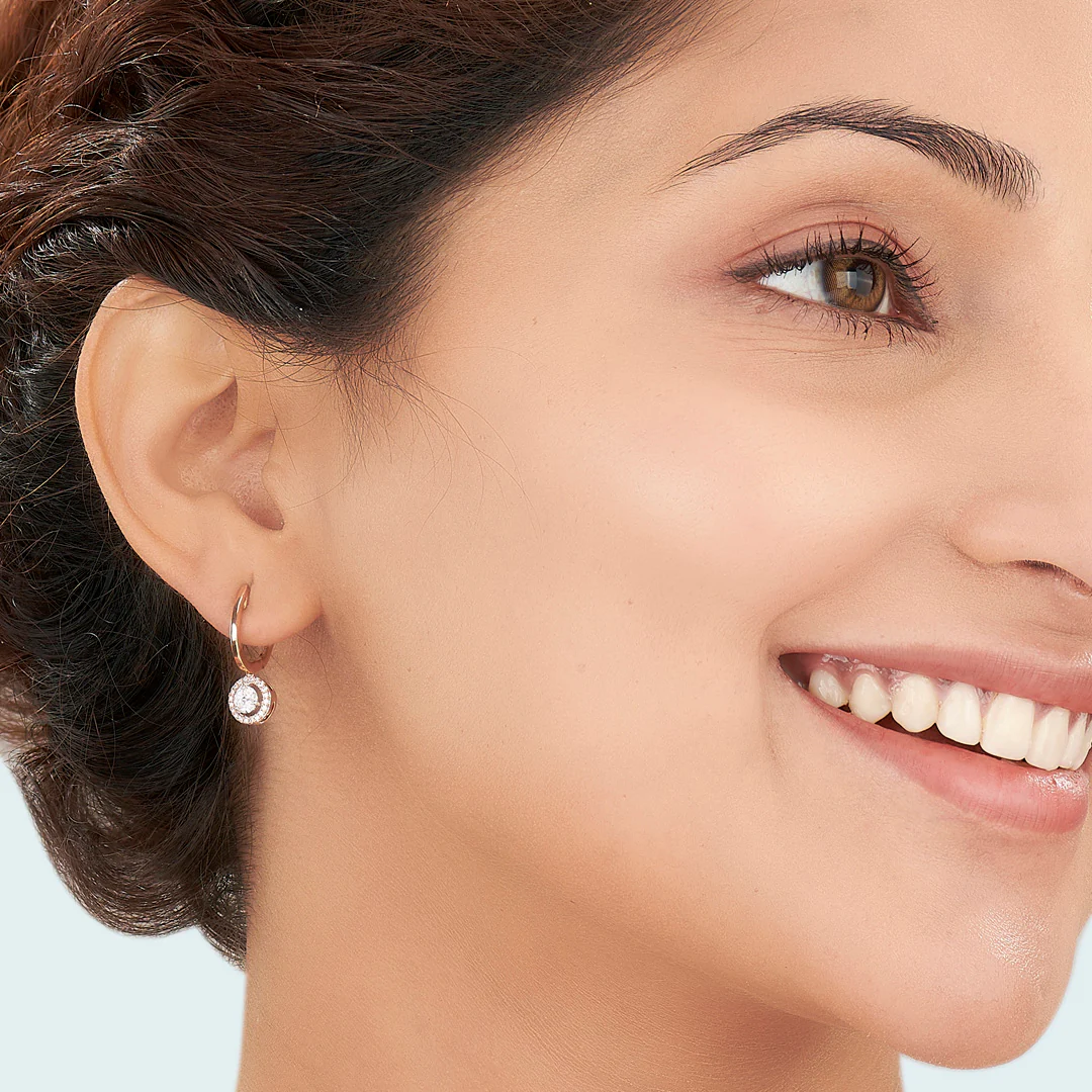 Solara Drop Rose Gold Dangler Earring for Women - Image 2