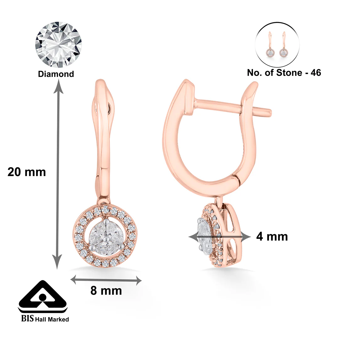 Solara Drop Rose Gold Dangler Earring for Women - Image 5