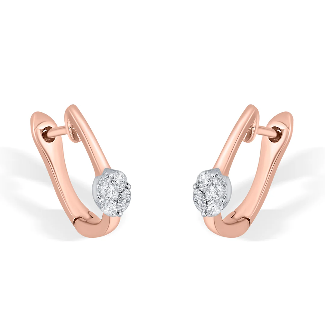 Solitaire Glow Rose Gold Hoops & Huggies Earring for Women - Image 3