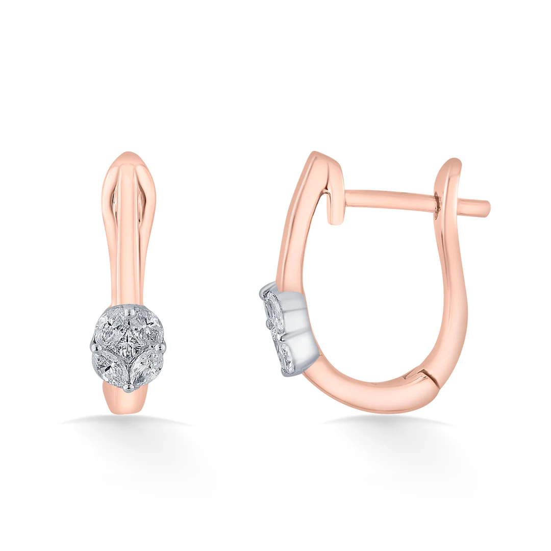 Solitaire Glow Rose Gold Hoops & Huggies Earring for Women - Image 4