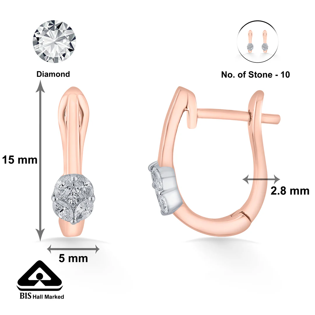 Solitaire Glow Rose Gold Hoops & Huggies Earring for Women - Image 5