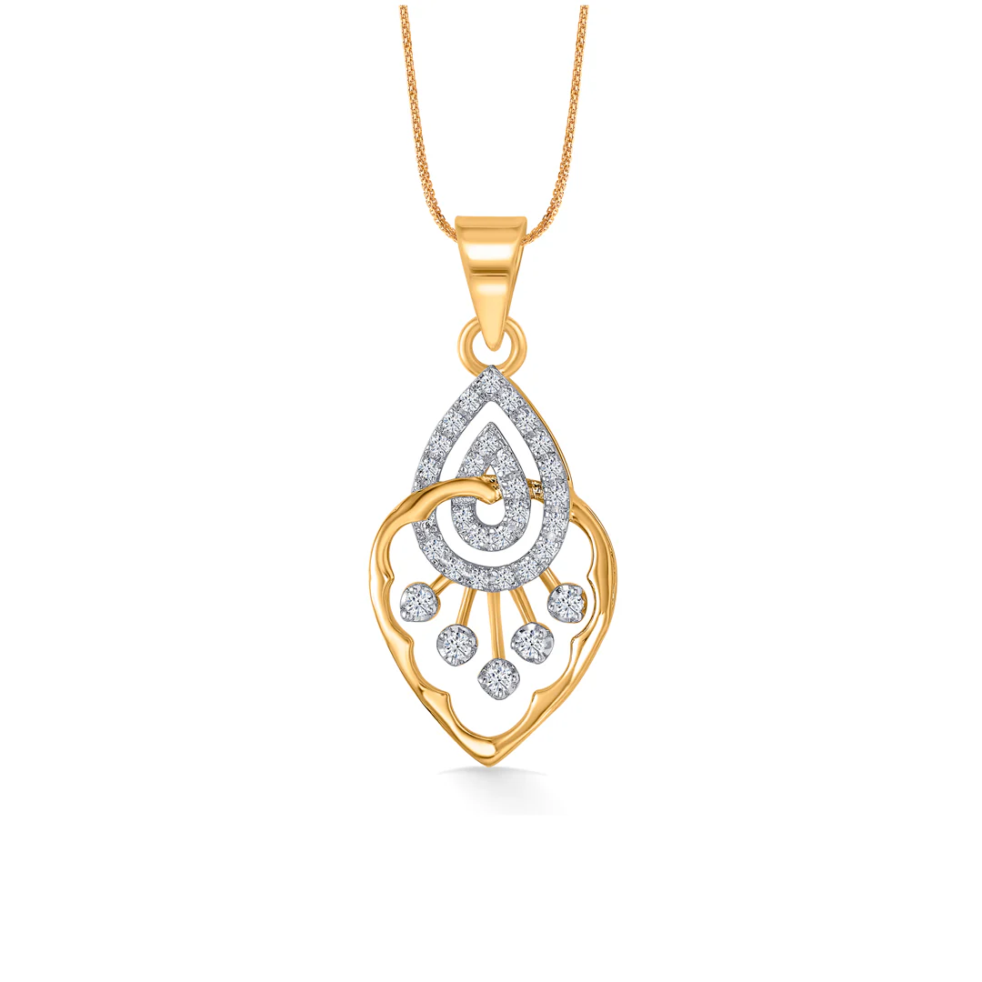 Spark Mesh Gold & Diamond Pendant Set For Women - Image 5