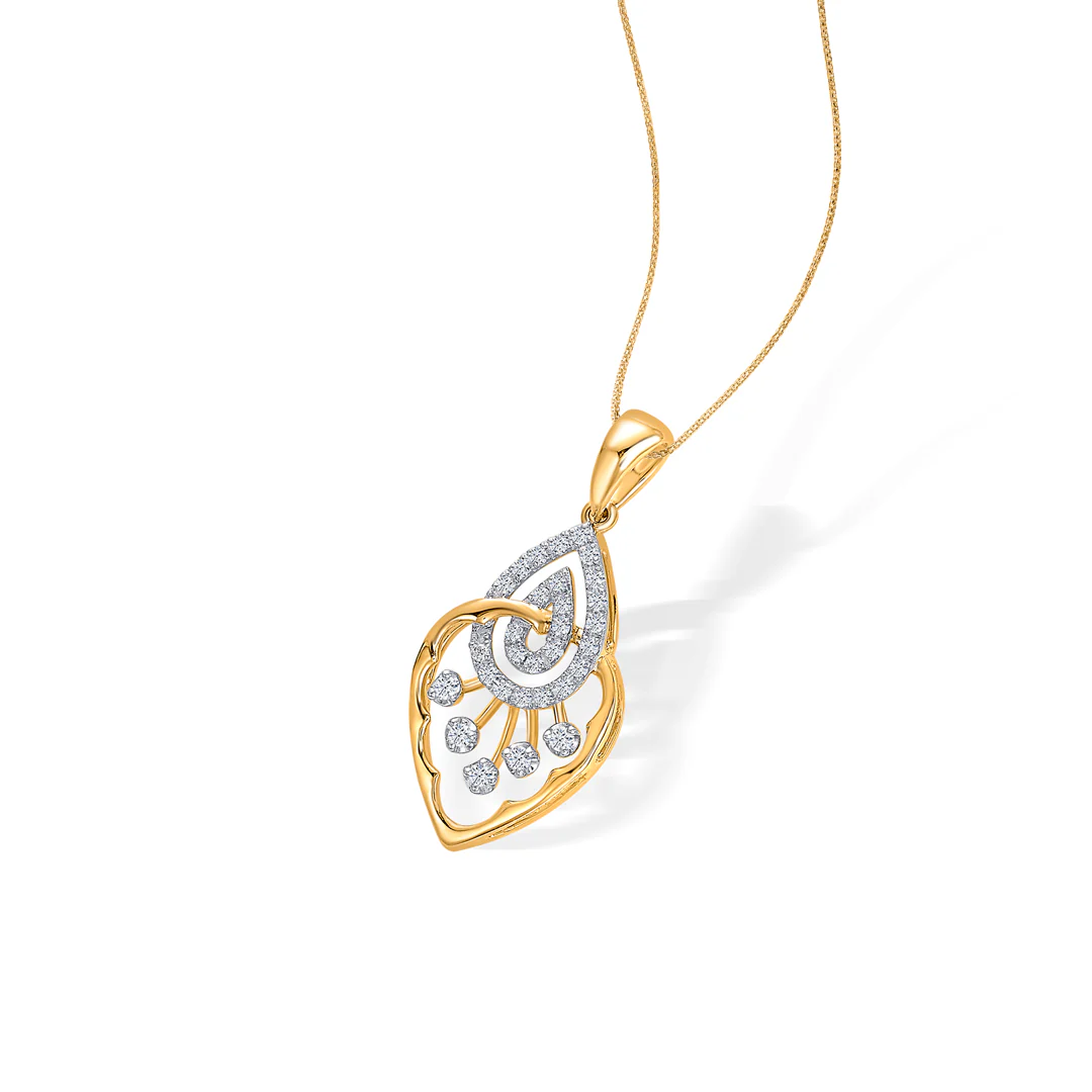 Spark Mesh Gold & Diamond Pendant Set For Women - Image 7