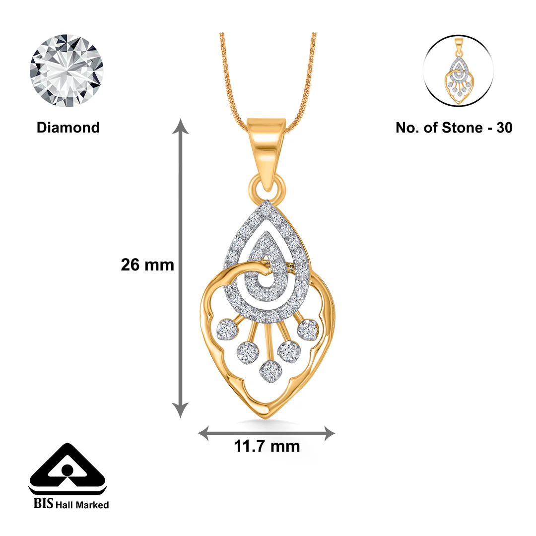 Spark Mesh Gold & Diamond Pendant Set For Women - Image 9