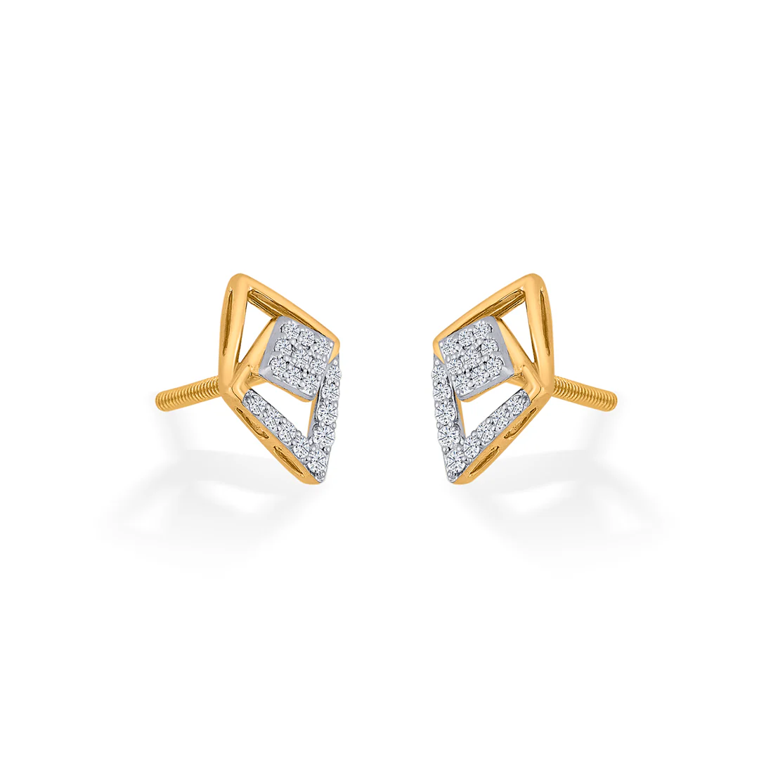 Sparkle Prism Gold Stud Diamond Earring for Women - Image 3