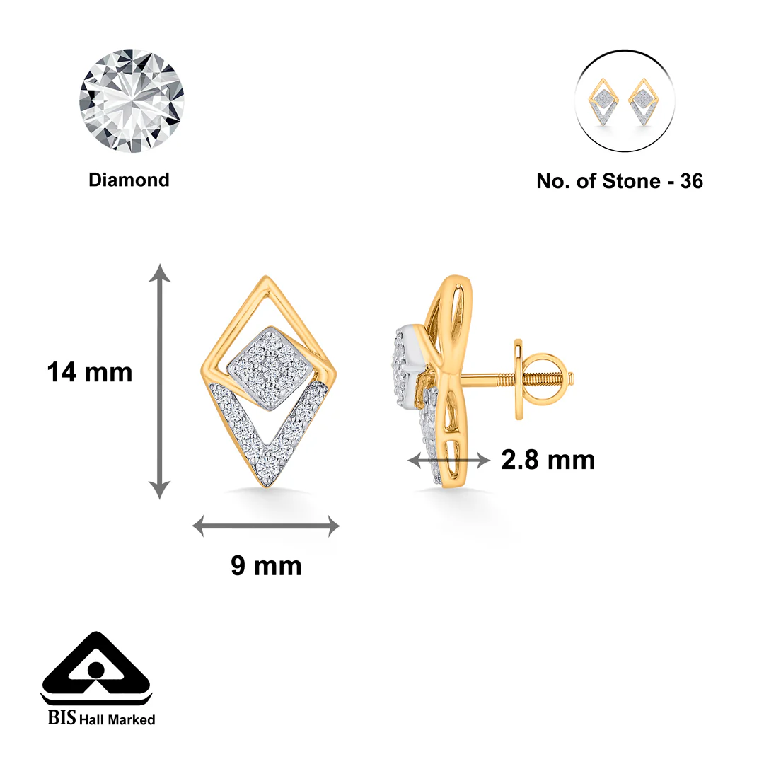 Sparkle Prism Gold Stud Diamond Earring for Women - Image 5