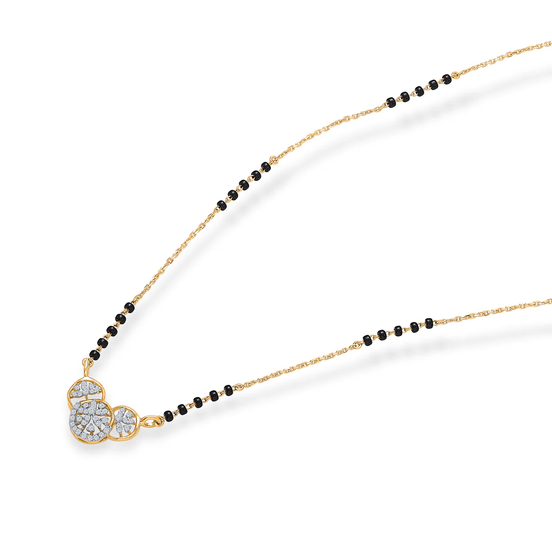 Sparkle Trio Gold & Diamond Modern Mangalsutra For Women - Image 3