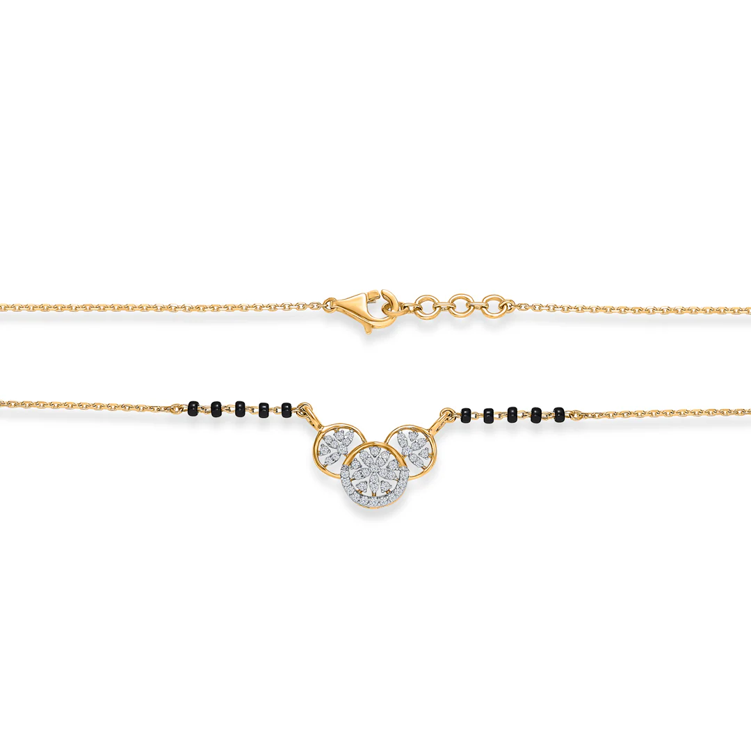 Sparkle Trio Gold & Diamond Modern Mangalsutra For Women - Image 4