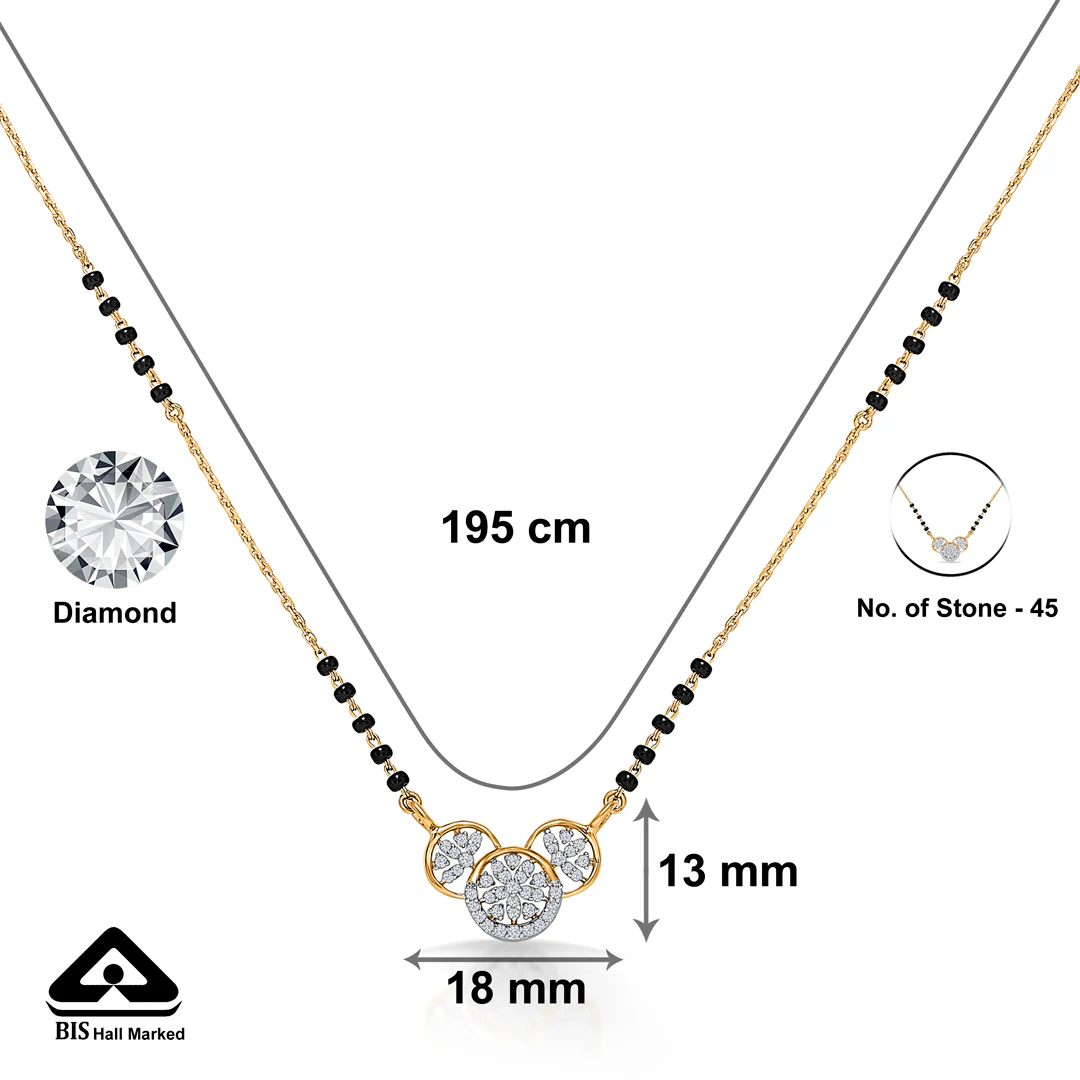 Sparkle Trio Gold & Diamond Modern Mangalsutra For Women - Image 5