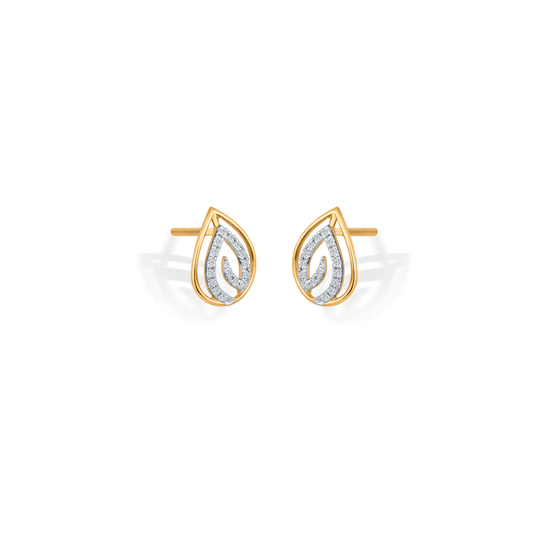 Sparkling Dew Gold Stud Diamond Earring for Women - Image 3