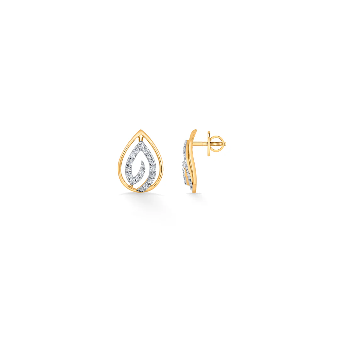 Sparkling Dew Gold Stud Diamond Earring for Women - Image 4