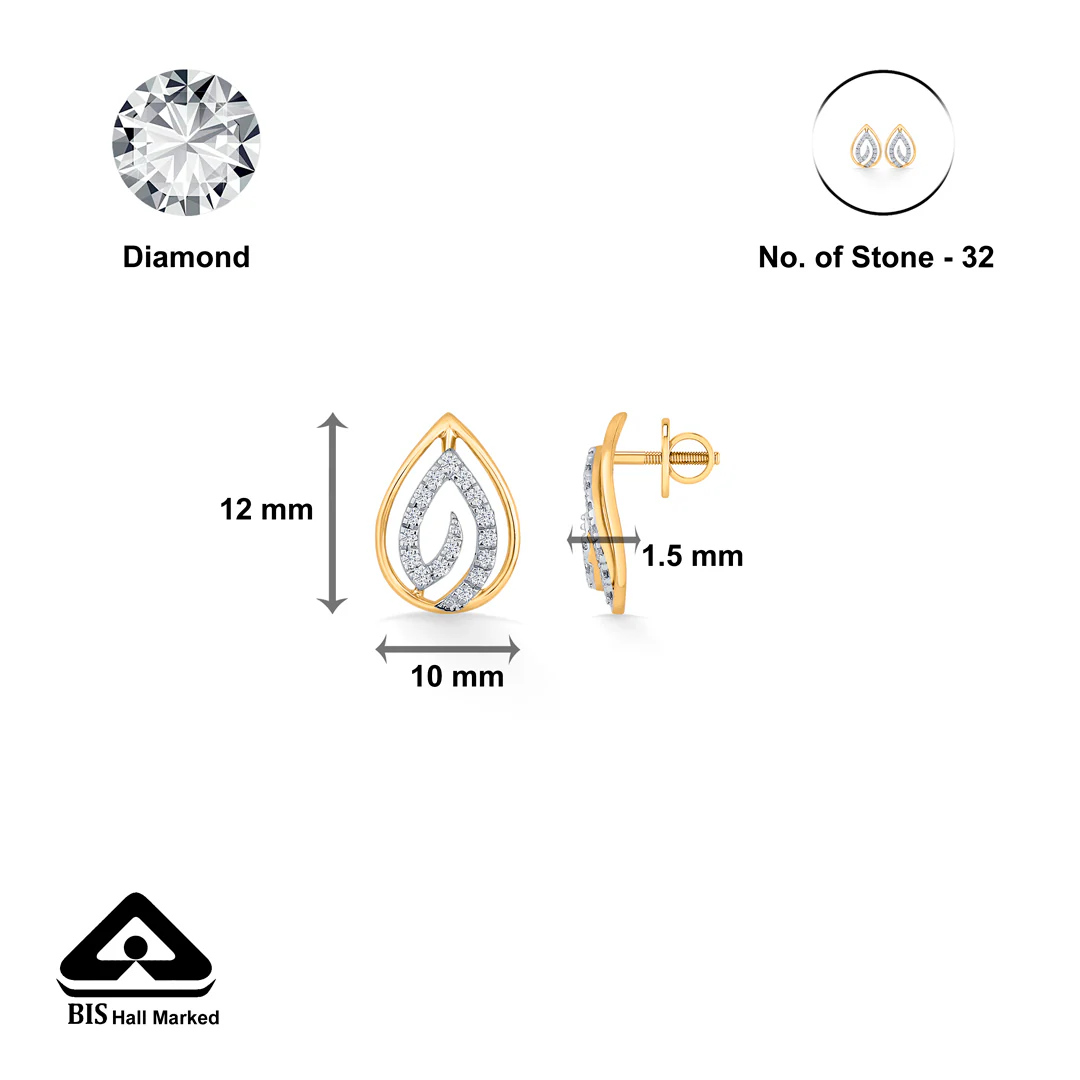 Sparkling Dew Gold Stud Diamond Earring for Women - Image 5