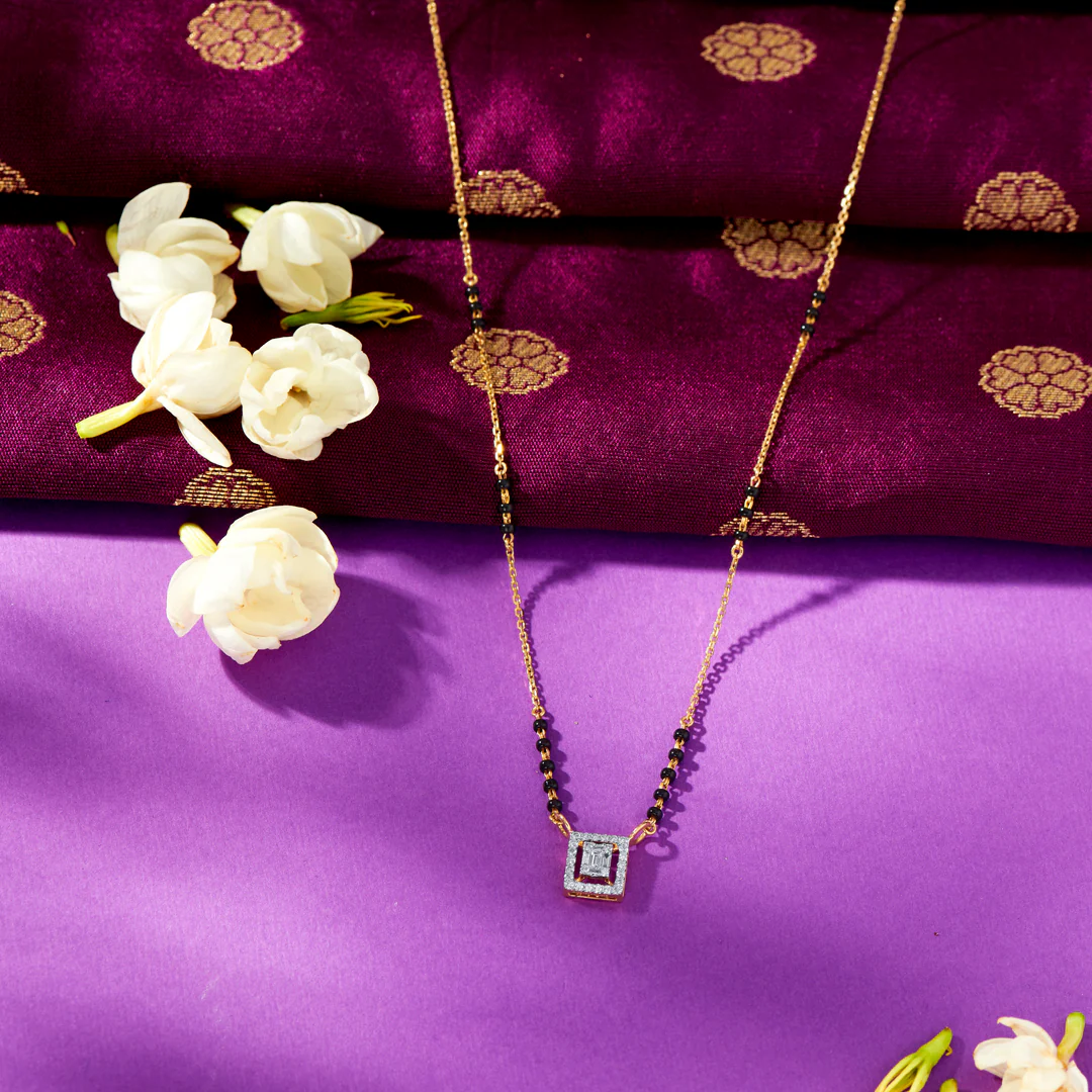 Sparkling Matrix Gold & Diamond Modern Mangalsutra For Women