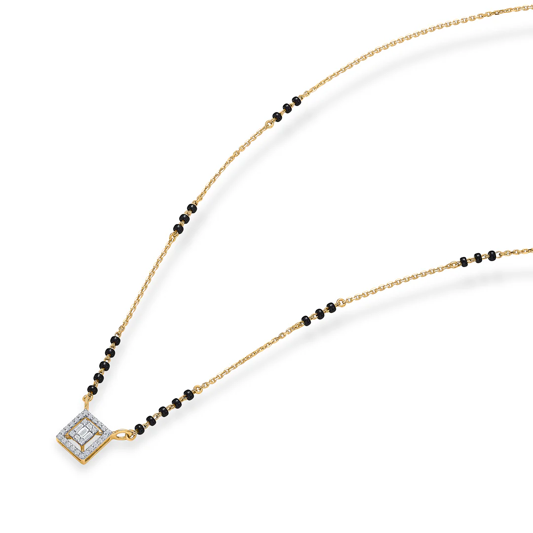 Sparkling Matrix Gold & Diamond Modern Mangalsutra For Women - Image 3