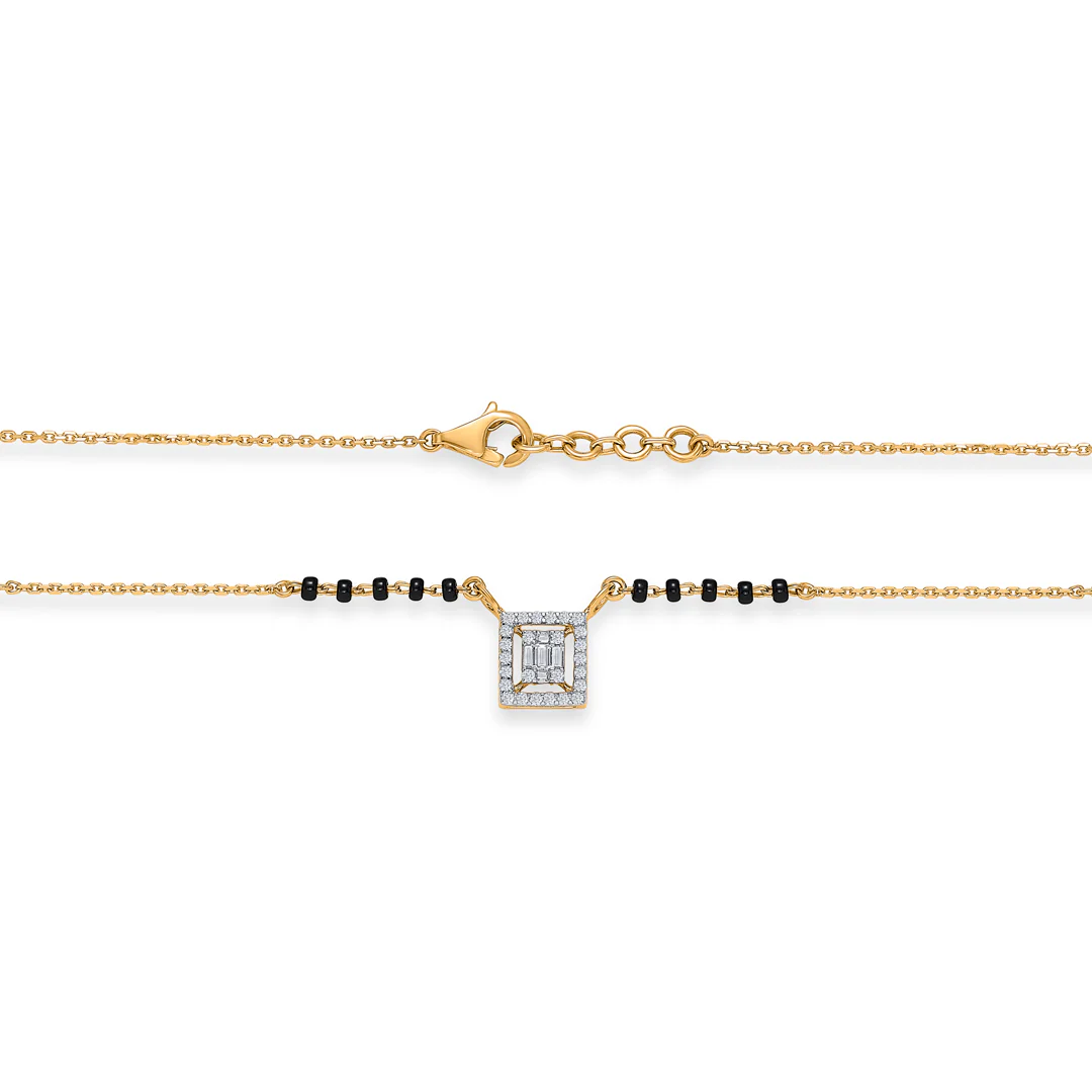 Sparkling Matrix Gold & Diamond Modern Mangalsutra For Women - Image 4